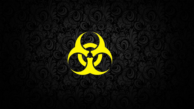 Yellow biohazard symbol black background free wallpaper for desktop - medium preview image