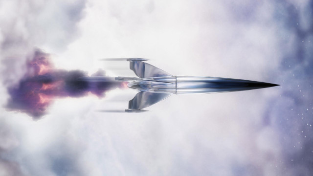 Futuristic space ship flying clouds free wallpaper for desktop - medium preview image