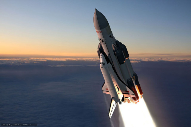Space shuttle flying sky light free wallpaper for desktop - medium preview image