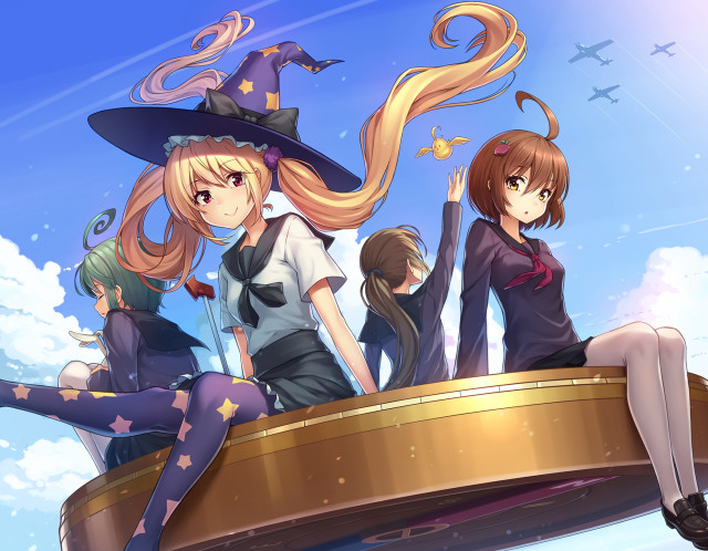 Girls golden object sky background free wallpaper for desktop - medium preview image