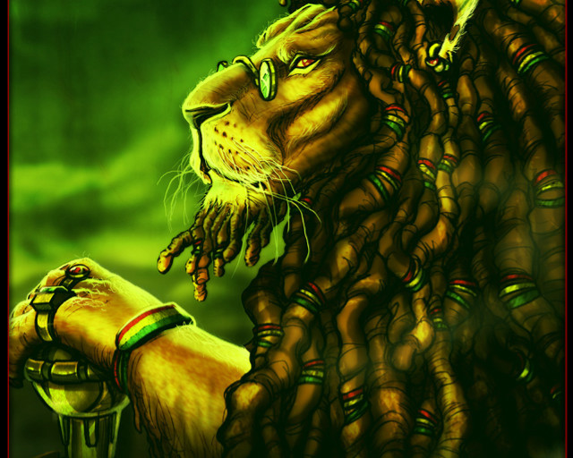 Lion green collar plant glowing free wallpaper for desktop - medium preview image