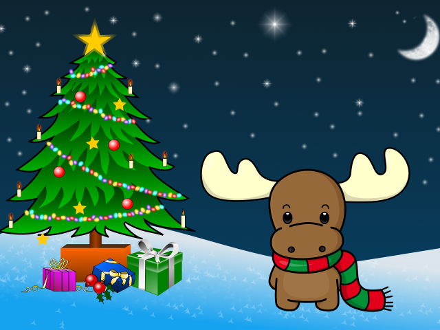 Moose scarf christmas tree present free wallpaper for desktop - medium preview image