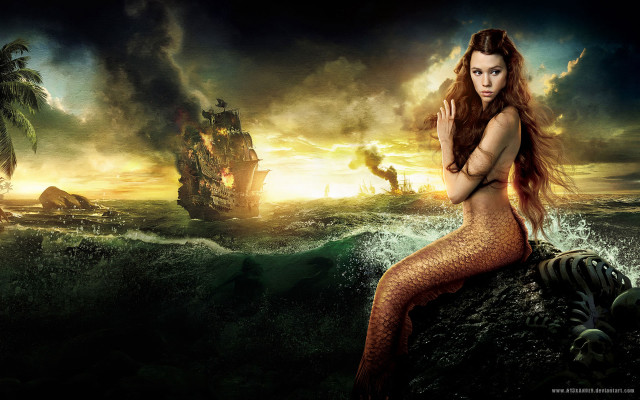 Woman long hair rock ocean free wallpaper for desktop - medium preview image