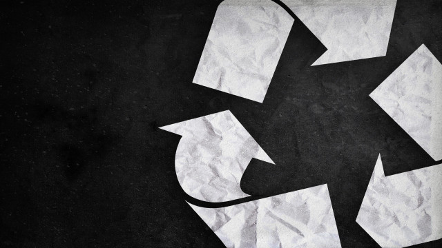 Recycle logo black white background free wallpaper for desktop - medium preview image