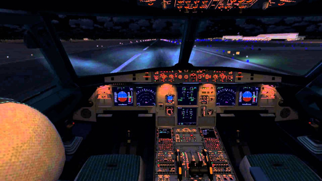 Cockpit inside plane night view free wallpaper for desktop - medium preview image