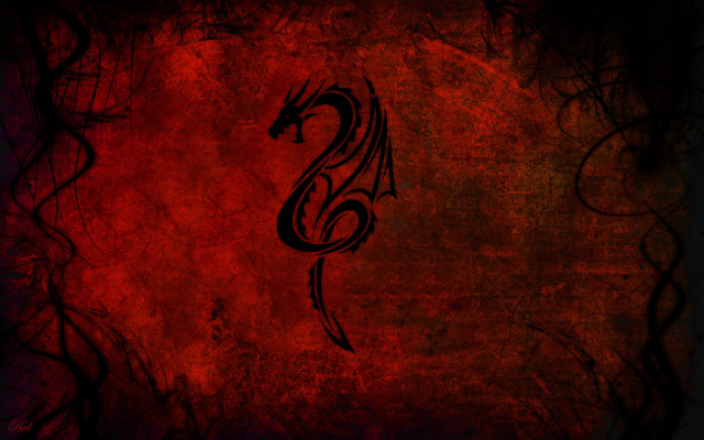 Dragon red background black lines free wallpaper for desktop - medium preview image