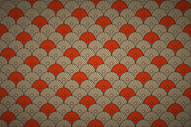 Red beige wallpaper fan pattern free wallpaper for desktop - medium preview image