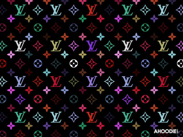 Colorful louis vuitton pattern black free wallpaper for desktop - medium preview image