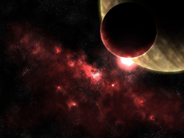 Red black object sky star free wallpaper for desktop - medium preview image