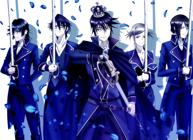 People blue outfits swords umbrellas free wallpaper for desktop - medium preview image