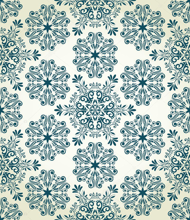 Blue white ornamental pattern silkscreen free wallpaper for tablet - medium preview image
