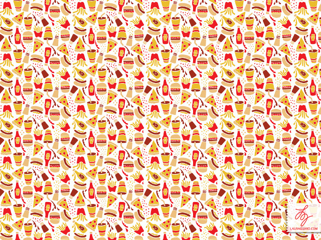 Food drinks pattern white background #2 free wallpaper for desktop - medium preview image