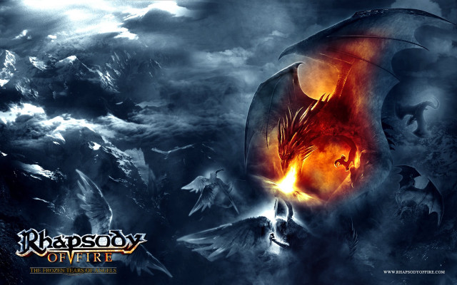 Dragon flame flying mountain range free wallpaper for desktop - medium preview image