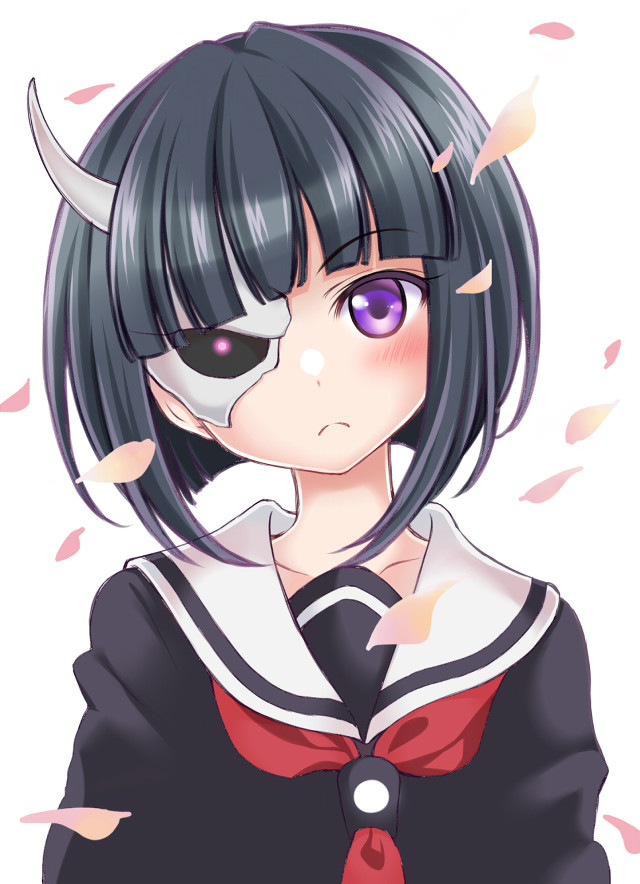 Anime girl horns red tie free wallpaper for mobile - medium preview image