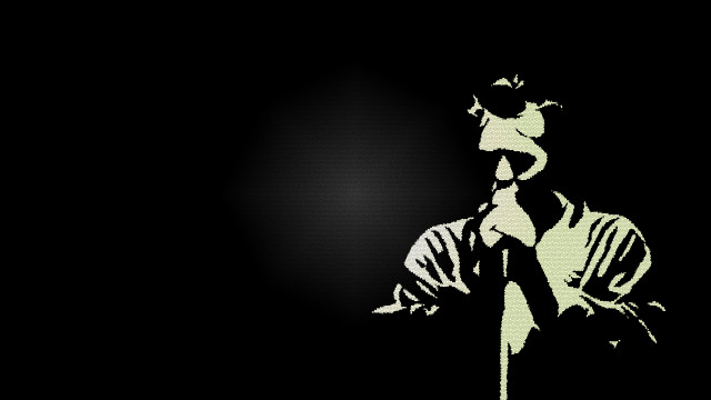 Man microphone black background green free wallpaper for desktop - medium preview image