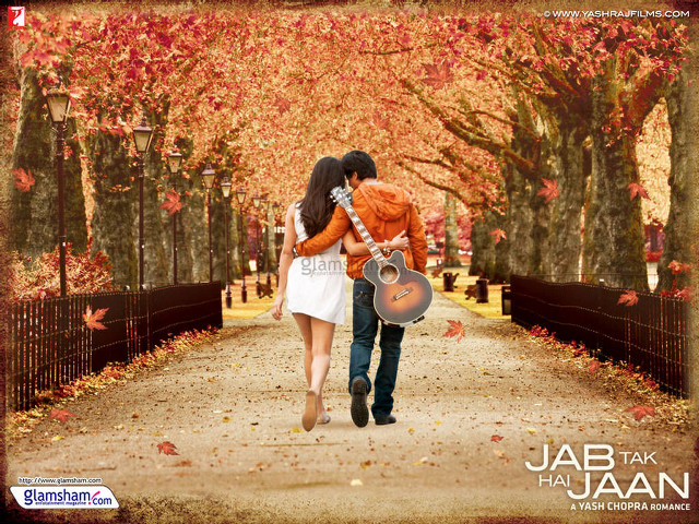 Couple fall path guitar orange free wallpaper for desktop - medium preview image