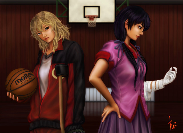 Couple people room basketball hoop free wallpaper for desktop - medium preview image
