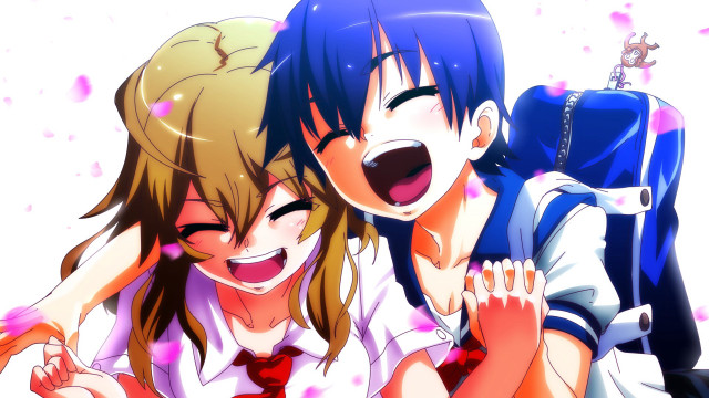 Girls hugging laughing backpacks friends free wallpaper for desktop - medium preview image