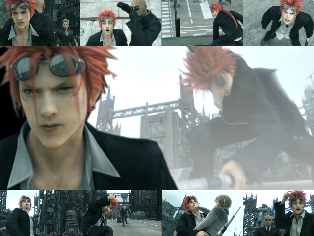 Redhair man black suit cityscape free wallpaper for desktop - medium preview image