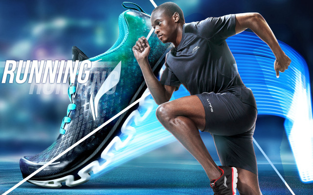 Man running shoe blue background free wallpaper for desktop - medium preview image