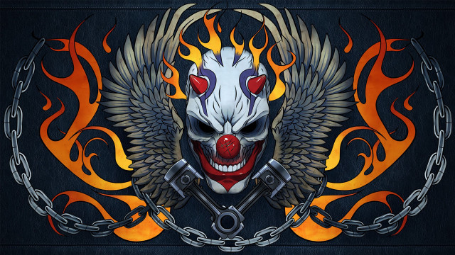 Clown flames wings chain collar free wallpaper for desktop - medium preview image