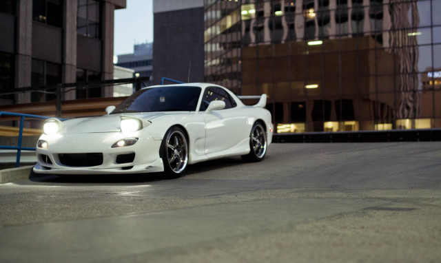 White sports car night cityscape #2 free wallpaper for desktop - medium preview image