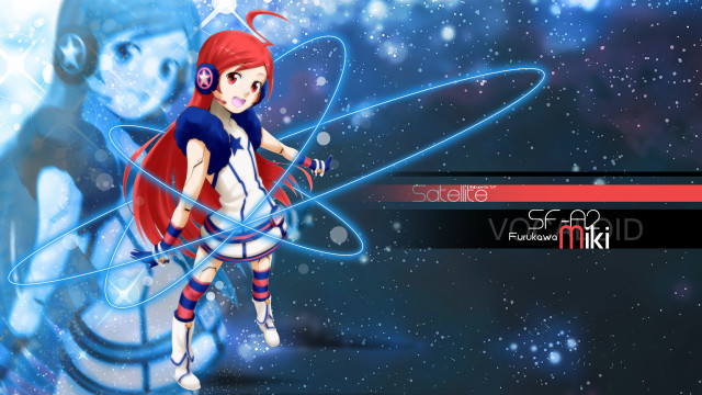 Red haired girl blue object #2 free wallpaper for desktop - medium preview image