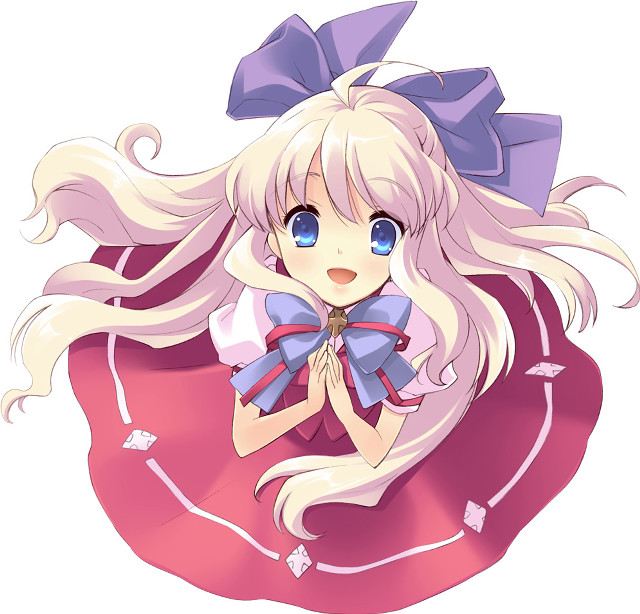 Blonde girl blue bow pink free wallpaper for tablet - medium preview image