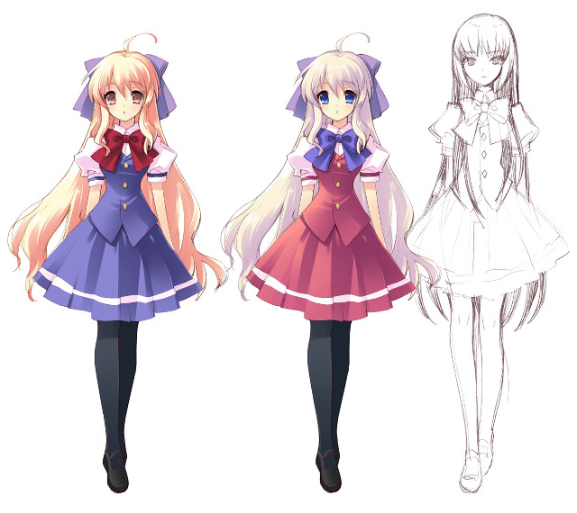 Anime girls dresses long hair free wallpaper for tablet - medium preview image