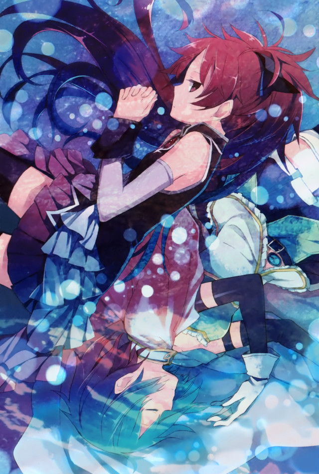 Anime characters water bubbles blue free wallpaper for mobile - medium preview image