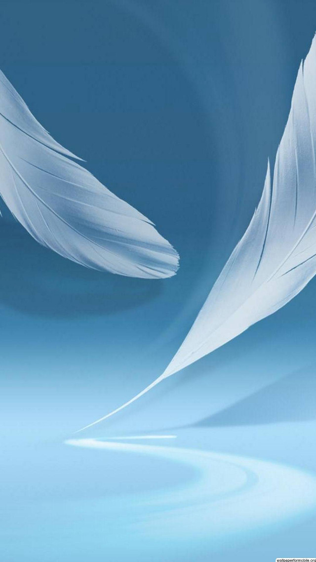 White feather blue background sky free wallpaper for mobile - medium preview image
