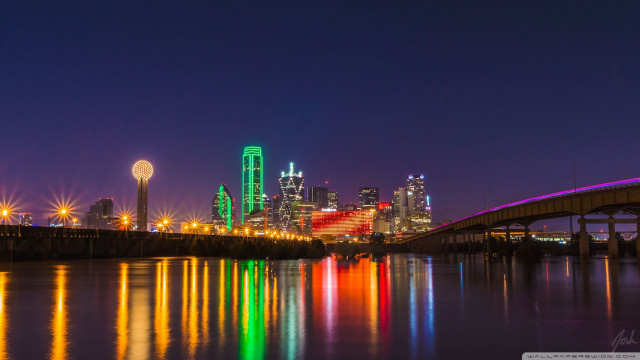City skyline bridge lights reflection #2 free wallpaper for desktop - medium preview image