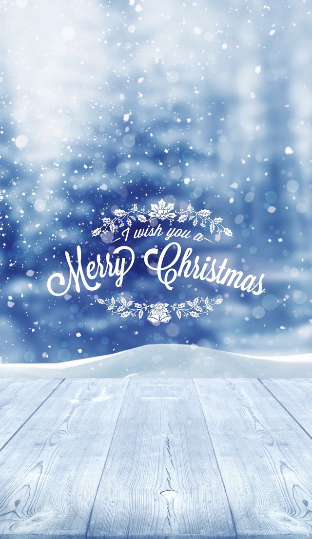 Wooden table merry christmas snow free wallpaper for mobile - medium preview image