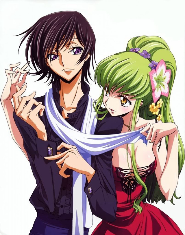 Anime couple green hair blue free wallpaper for mobile - medium preview image