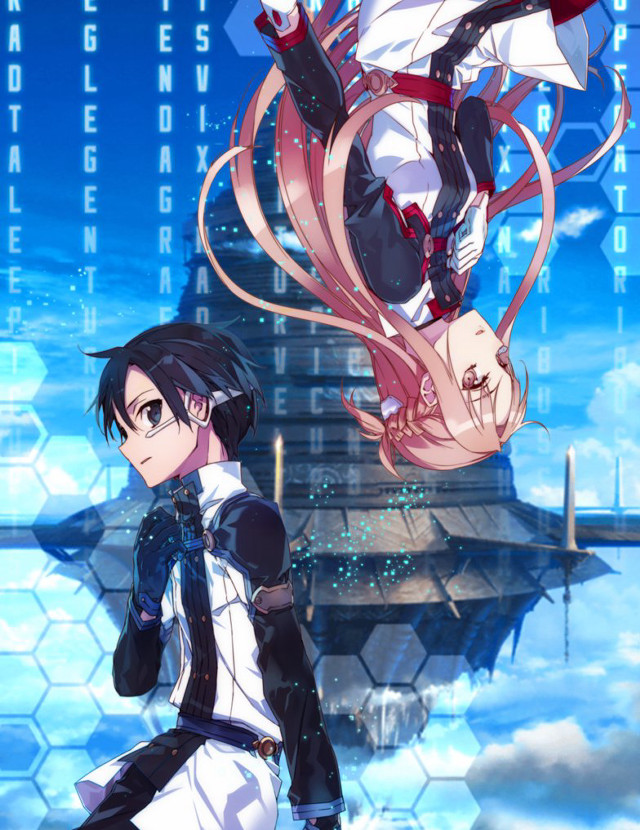 Anime characters futuristic city sky free wallpaper for mobile - medium preview image