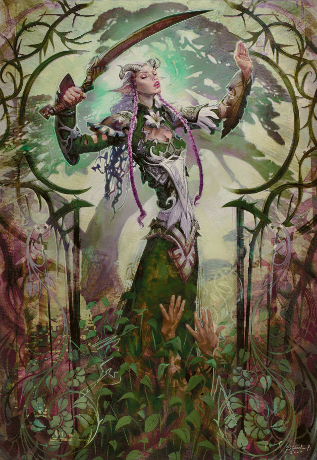 Woman holding staff tree background free wallpaper for mobile - medium preview image