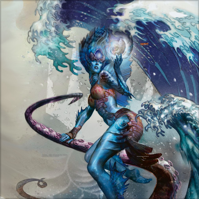 Woman sword wave giant creature free wallpaper for tablet - medium preview image