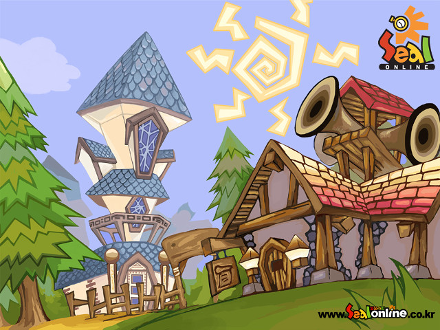 Cartoon house windows trees front free wallpaper for desktop - medium preview image