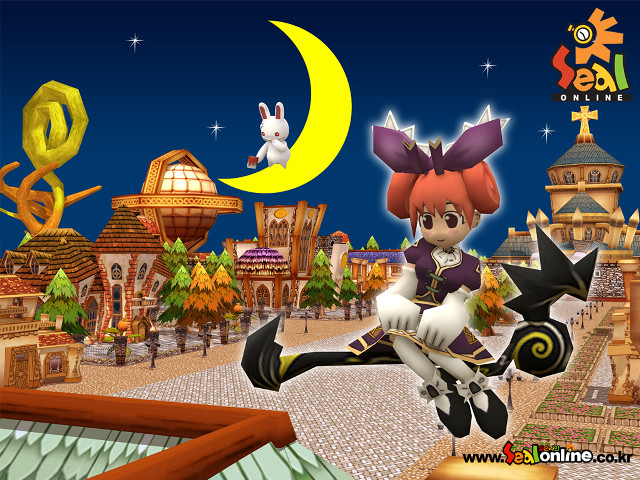 Cartoon character flying town rabbit free wallpaper for desktop - medium preview image