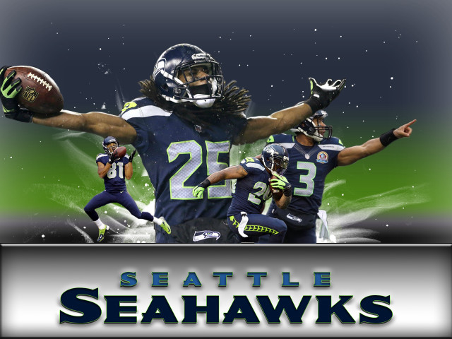 Seattle football player arms outstretched free wallpaper for desktop - medium preview image