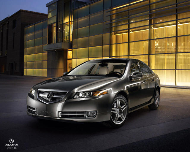 Silver acura parked building night free wallpaper for desktop - medium preview image