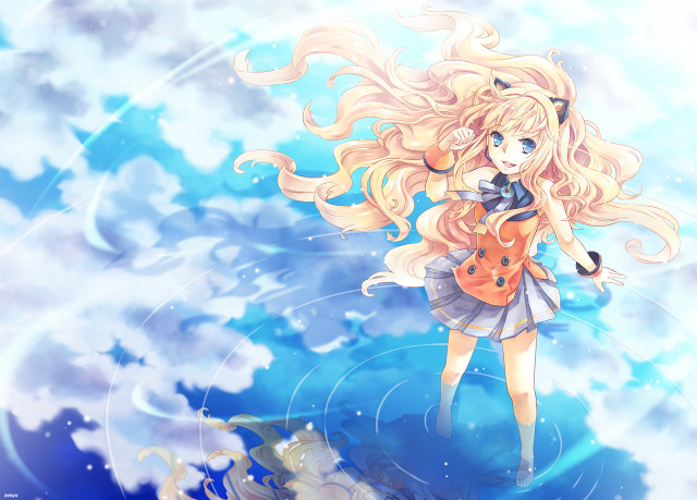 Girl blonde hair ocean wave free wallpaper for desktop - medium preview image