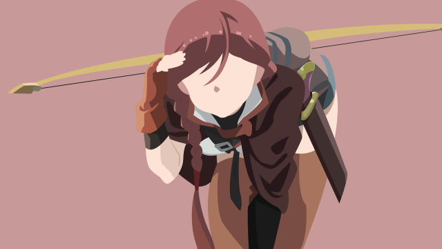 Woman bow arrow backpack walking free wallpaper for desktop - medium preview image