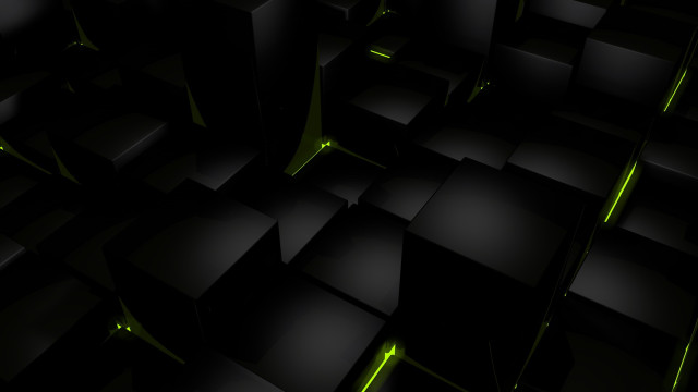 Black green lines raytraced volumetric free wallpaper for desktop - medium preview image