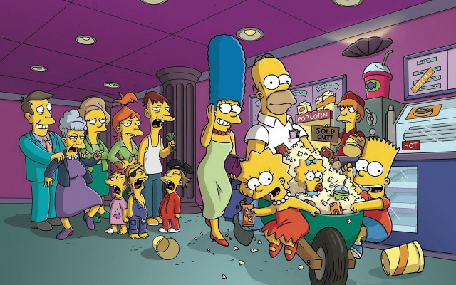 People simpsons characters motorcycle room free wallpaper for desktop - medium preview image