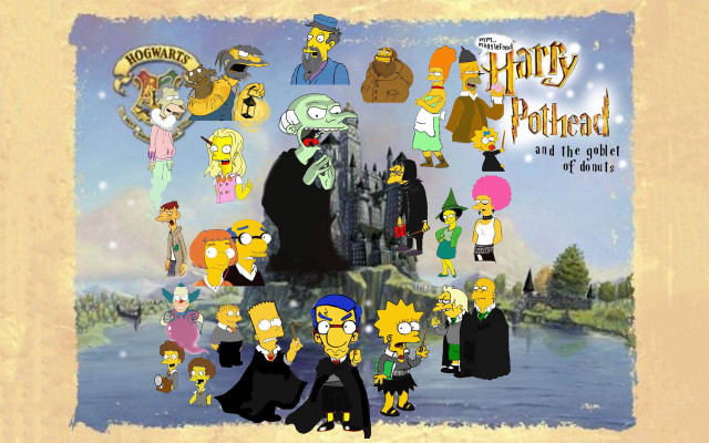 Simpsons characters castle wizard head free wallpaper for desktop - medium preview image
