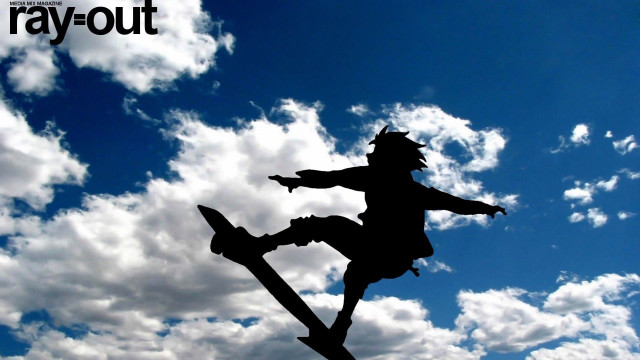 Silhouette skateboarder air clouds sky free wallpaper for desktop - medium preview image