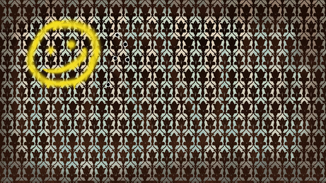Yellow smiley face brown background #2 free wallpaper for desktop - medium preview image