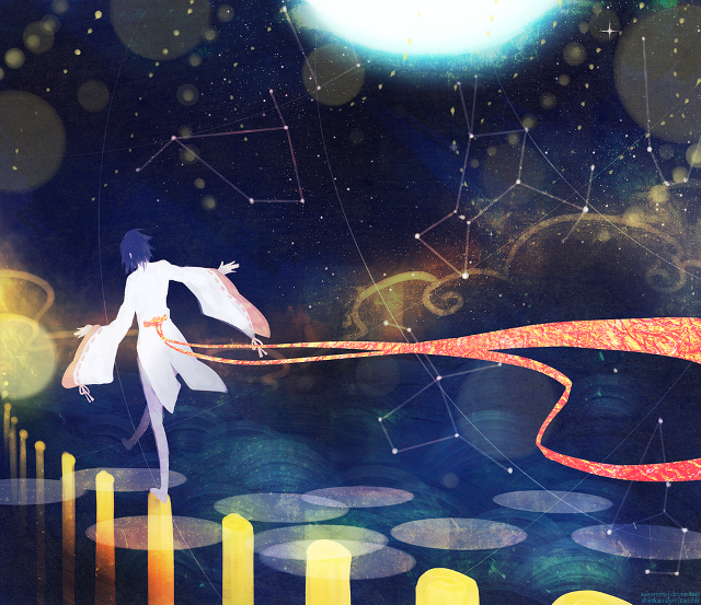 Woman flying kite stars circles free wallpaper for desktop - medium preview image