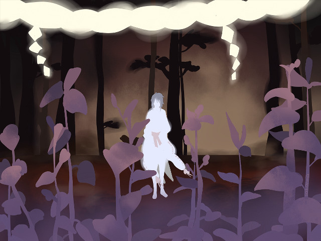 Woman white dress walking forest free wallpaper for desktop - medium preview image